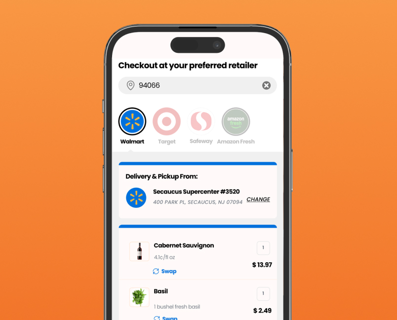 Recipe ingredients in a multi-product retailer checkout experience