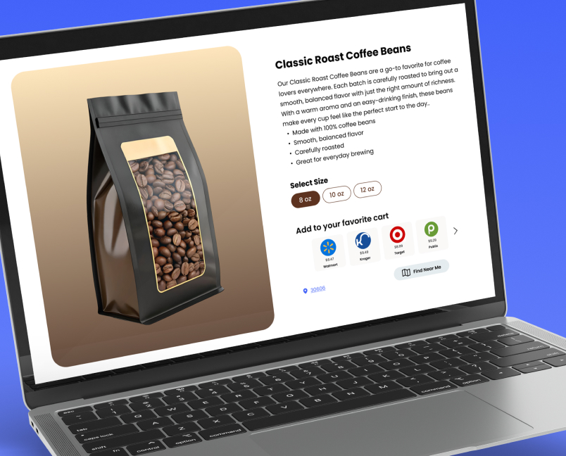 Brand product page with retailer purchase options