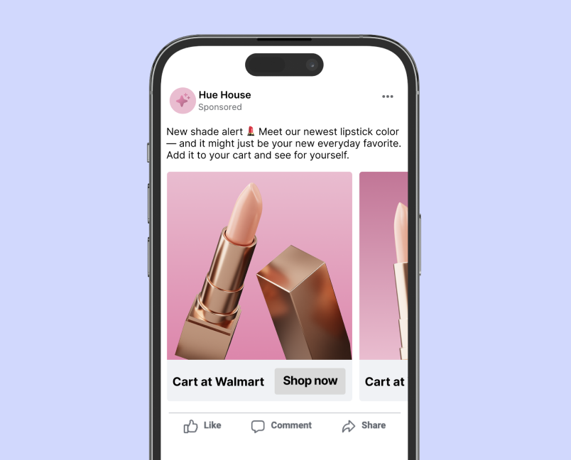 Shoppable lipstick promotion displayed on a phone