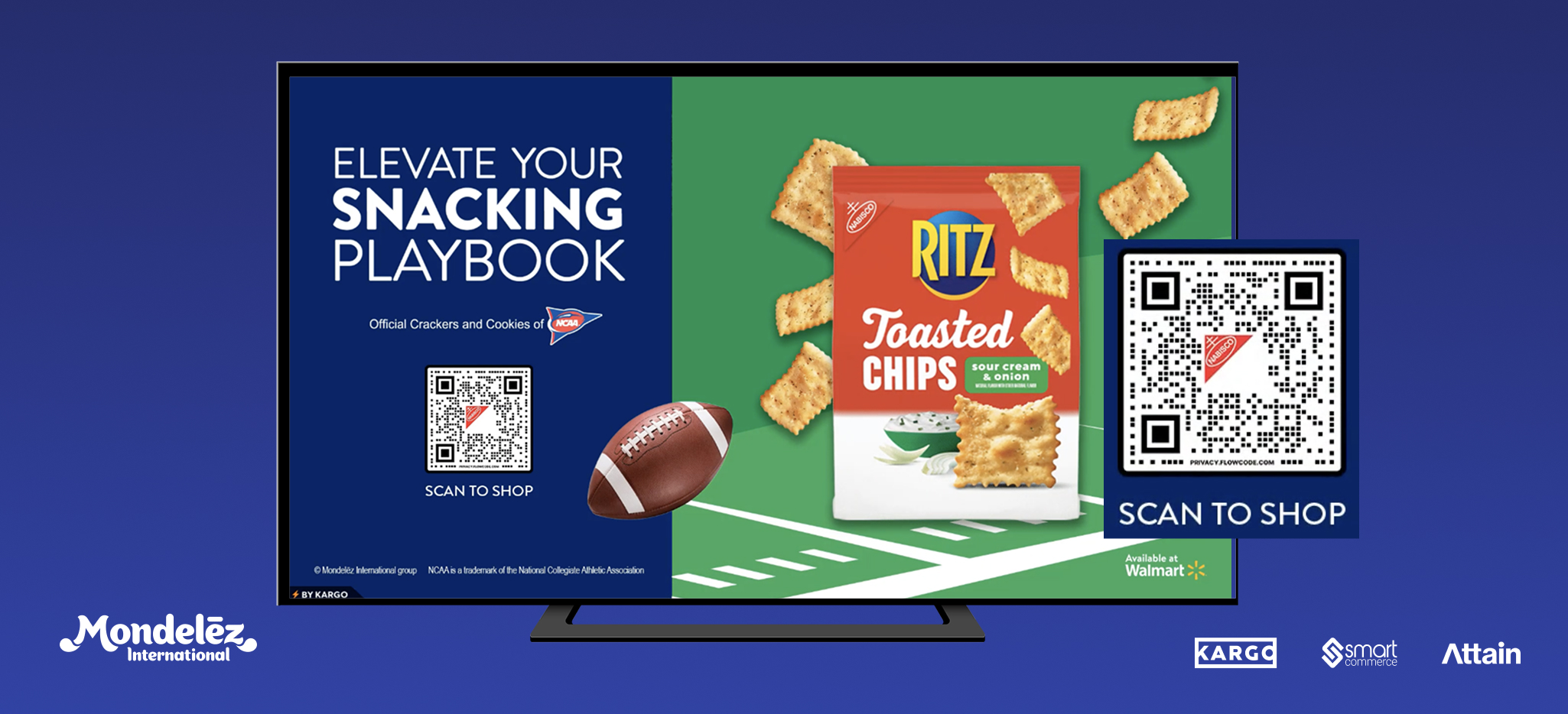 Mondelez Ritz shoppable CTV campaign with scan-to-shop QR codes