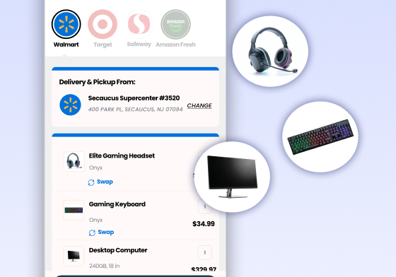 Gaming products bundled together in a Walmart cart