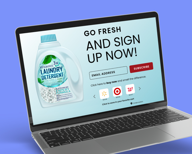 Loyalty sign-up experience displayed on a laptop