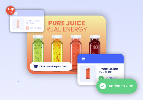 Out-of-stock juice replaced by an available product and added to a retailer cart